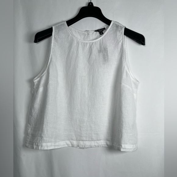 NWT J.CREW Size XL Maxine button-back Top 100%  Linen In White - Picture 5 of 8